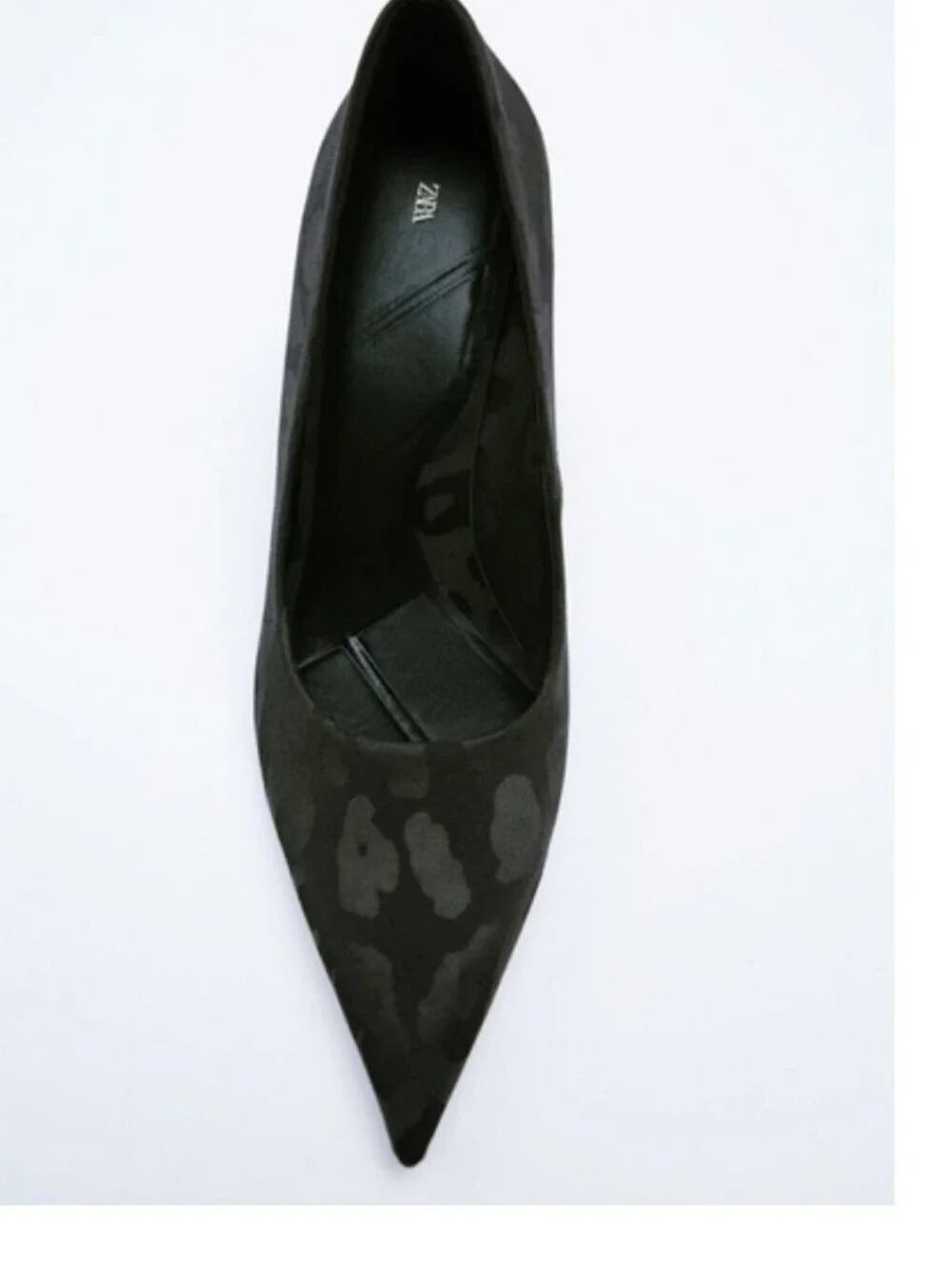 Zara Womens Printed Fabric Black Block heel shoes Size 6 Wedding Guest Preppy